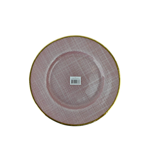 PLATO BASE 13"  ROSADO Y DORAD