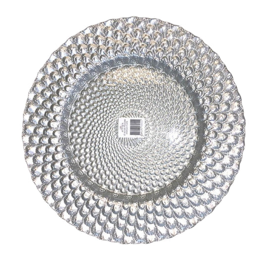 PLATO BASE 13" PLATEADO GRABAD