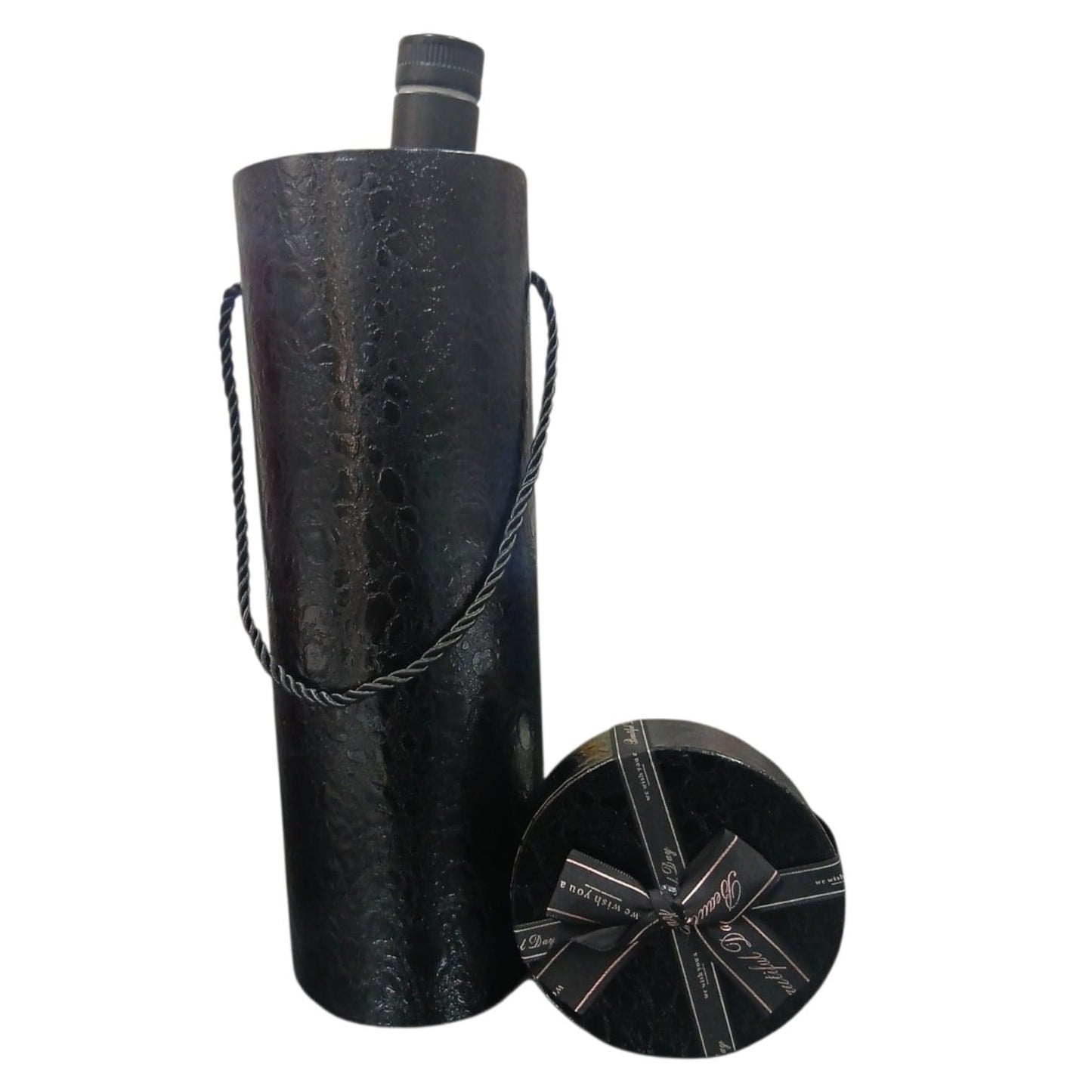ENVASE PARA BOTELLA REDONDO NEGRO 12*12
