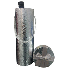 ENVASE PARA  BOTELLA REDONDO PLATEADO 12*12