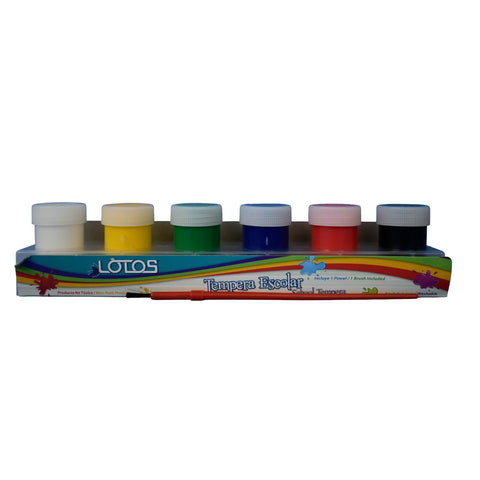 TEMPERA C/PINCEL 20ml 6 COLOR