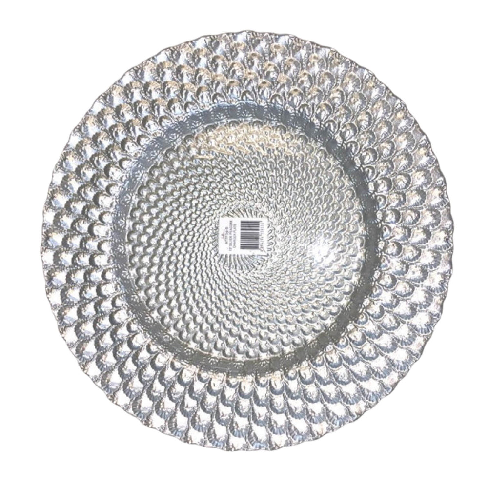 PLATO BASE 13" PLATEADO GRABAD