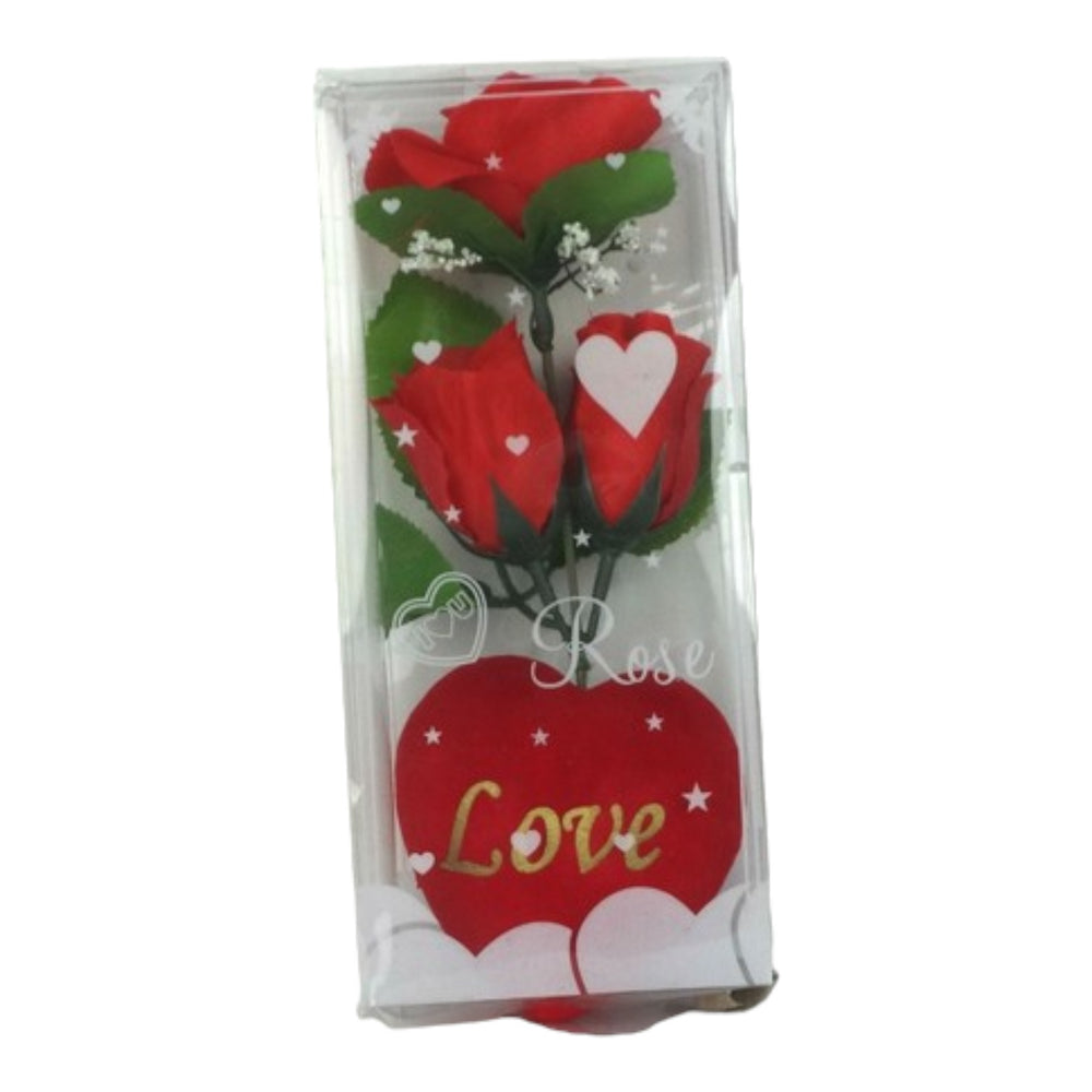 ADORNO 3 ROSAS C/1 CORAZON 8"