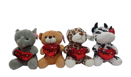 PELUCHE 20cm 4 DIS C/CORAZON