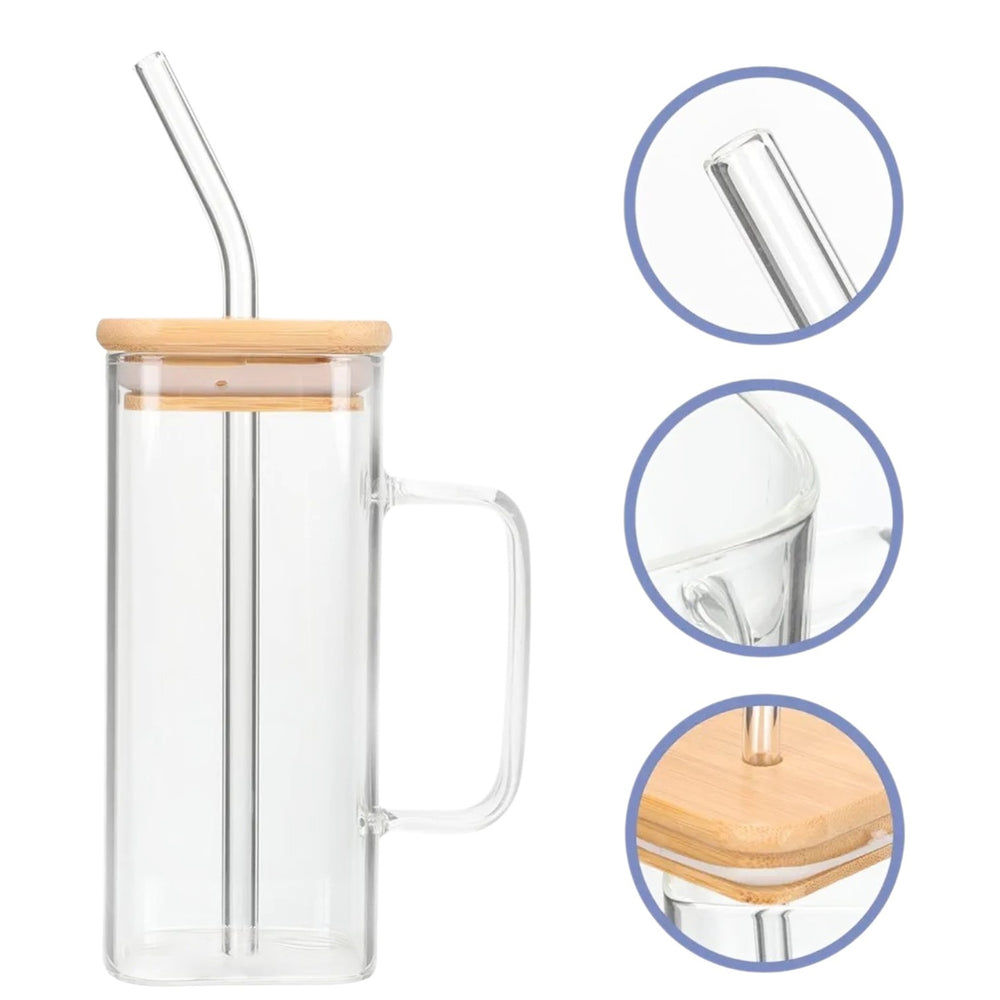 VASO DE CRISTAL CON TAPA DE BAMBOO CUADRADO