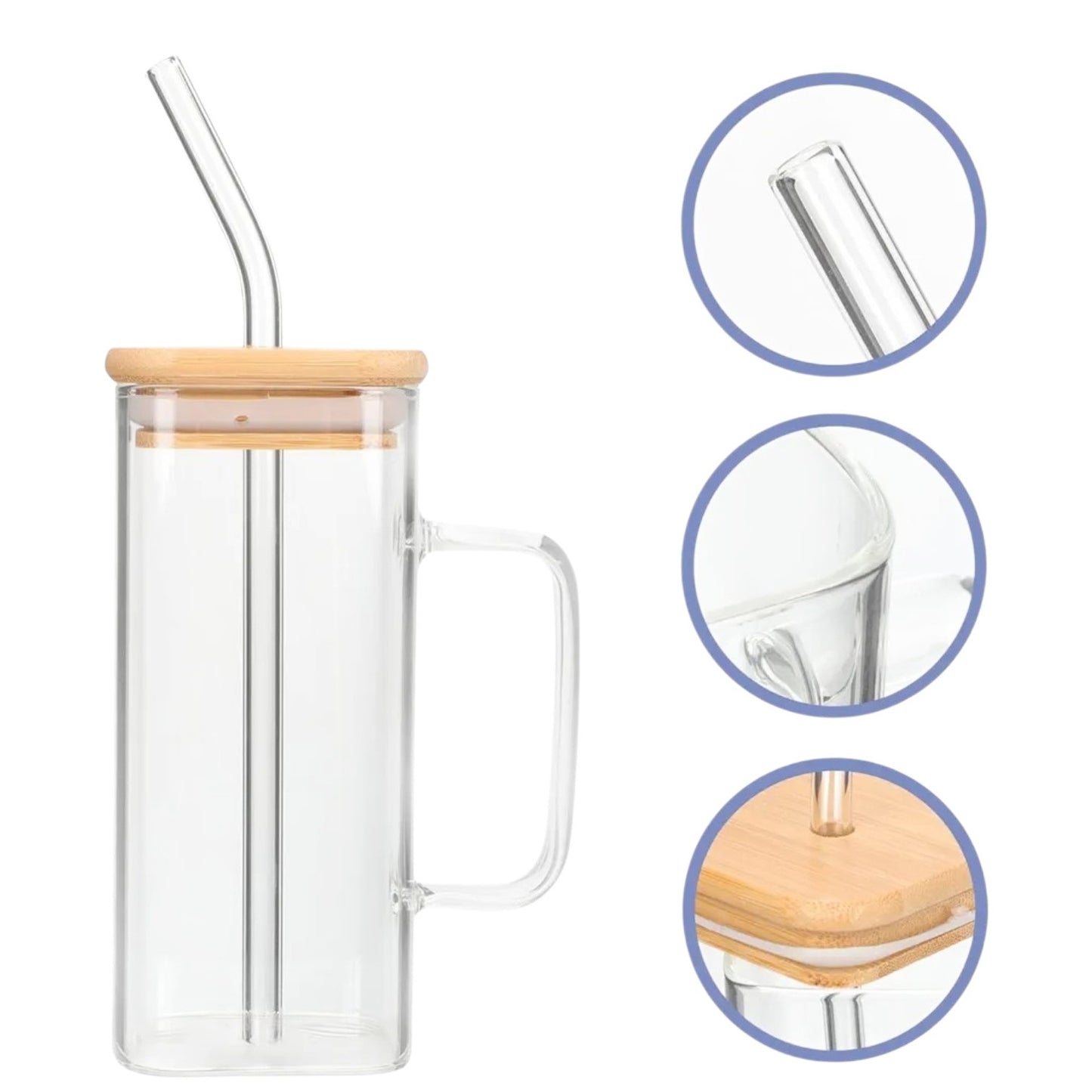 VASO DE CRISTAL CON TAPA DE BAMBOO CUADRADO